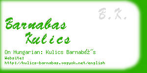 barnabas kulics business card